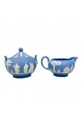Home Tableware & Barware | Vintage Wedgwood Blue Jasperware Creamer and Sugar-A Pair - LF94140