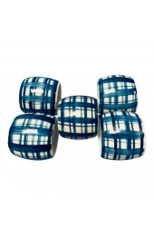 Home Tableware & Barware | 1980s Blue & White Town and Country Plaid Porcelain Napkin Rings- Set of 5 - ZX45293