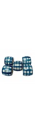 Home Tableware & Barware | 1980s Blue & White Town and Country Plaid Porcelain Napkin Rings- Set of 5 - ZX45293