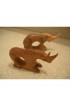 Home Tableware & Barware | 1980s Wood African Elephant + Rhino From Kenya Africa Hand Carved Napkin Rings - Set of 2 - MF93964