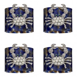 Home Tableware & Barware | Crab Blue Tortoiseshell Resin Napkin Rings, Set of Four - WH36399