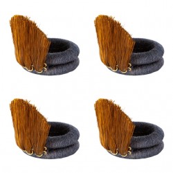 Home Tableware & Barware | Fan Sisal Napkin Ring in Ink and Tobacco - Set of 4 - QR56926