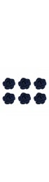 Home Tableware & Barware | Fique Flower Napkin Rings in Navy Blue, Set of 6 - EP04741