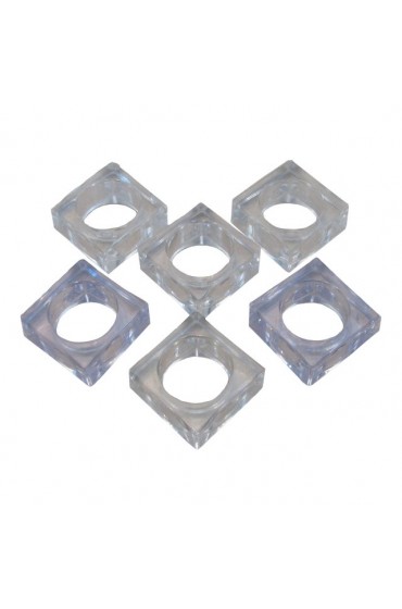 Home Tableware & Barware | Mid-Century Square Lucite Napkin Rings - Set of 6 - NS08801