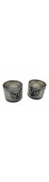 Home Tableware & Barware | Vintage Sterling “Mama” and “Papa” Bright Cut Napkin Rings With Raised Pair of Nesting Doves - Pair - OX04497