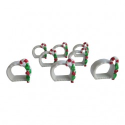 Home Tableware & Barware | Vintage White Porcelain Napkin Rings With Candy Cane Design - PN58100