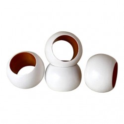 Home Tableware & Barware | White Matte and Orange Lacquered Wooden Napkin Rings - Set of 4 - UI37012