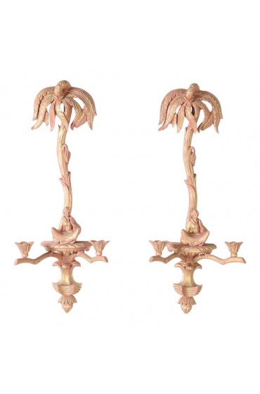 Home Decor | Pair of Palm Tree Chinoiserie Wall Sconces - YY67497