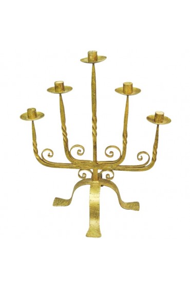 Home Decor | 1940s French Large Gilt Iron Five Arm Candelabra - BJ15648