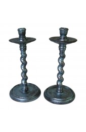 Home Decor | 1950s Gothic Style Wooden Candlestick Holders - a Pair - RI57284