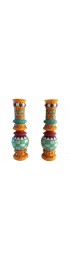Home Decor | 1980s Memphis-Style Hand-Painted Ceramic Candle Holders- a Pair - JM49403