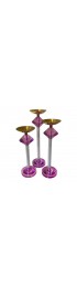 Home Decor | 1990s Postmodern Pink Lucite and Brass Candlesticks - Set of 3 - JO11652