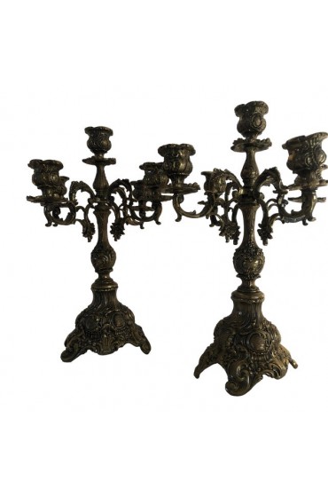 Home Decor | Antique Brass French Candlesticks - a Pair - SE62684