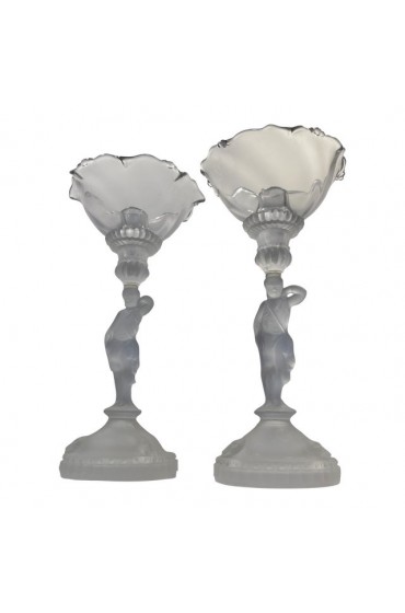 Home Decor | Antique Classical Crystal Candlesticks With Floral Adapters - a Pair - BP68944