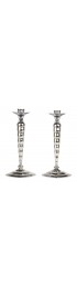 Home Decor | Antique Reed & Barton Sterling Silver Art Deco Hand-Hammered Modernist Pattern Candlesticks- a Pair - QH94407