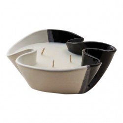 Home Decor | Contemporary Handmade Ceramic Jill Candle in Noir/Blanc Medium, Grapefruit Scent - IM27579