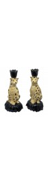 Home Decor | Contemporary Italian Leopard Ceramic Candle Holders- a Pair - GC35360