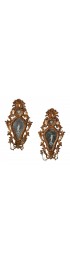 Home Decor | Early 19th Century Pair of Venetian Rococo Style Giltwood and Etched Glass Twin Branch Girandole Mirrors - FU28225