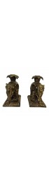Home Decor | Early 21st Century Gilded Metal Carved Elephant Candle Holders- a Pair - PS57364