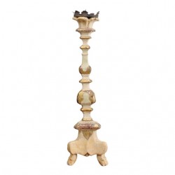 Home Decor | Italian 18th Century Painted Wood Candlestick from Tuscany with Gilt Accents - VM77161