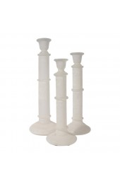 Home Decor | Italian Seguso Style Scavo White Glass Candlestick Holders - OU01926
