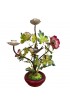 Home Decor | Italian Tole Potted Flowers With Bird Candleholder - VN16493