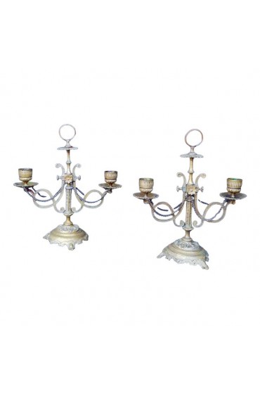 Home Decor | Late 19th Century French Bronze Candle Holders - a Pair - IG51765