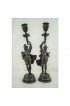 Home Decor | Late 19th Century Paul Dubois Silvered Bronze Candlesticks / Torches Representing a Man and a Woman Torch Holder in Armor - a Pair - DH71543