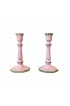 Home Decor | Late 20th Century Palm Beach Style Pink and Green Candlesticks, Made in Italy - a Pair - PV89068