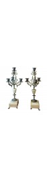 Home Decor | Mid 19th Century 3 Arm Brass Candelabras With Onyx Bases - a Pair - BD49843