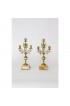 Home Decor | Mid 19th Century Three Arm Brass Candelabra with Onyx Bases - a Pair - NR31179