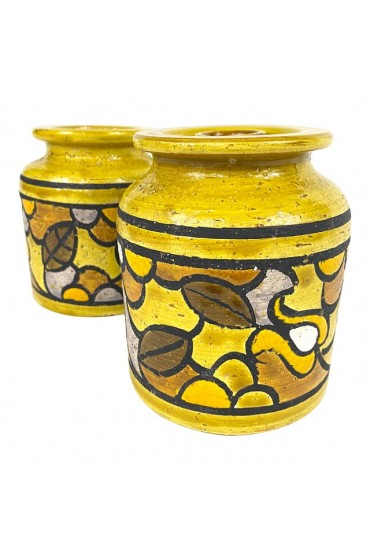 Home Decor | Mid-Century Modern Ceramic Bitossi Floral Design Candle Holders- a Pair - RF82808
