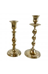Home Decor | Mid-Century Vintage Mismatched Brass Candlesticks - a Pair - VK90456