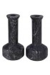 Home Decor | Milos Decorative Candle Holders in Black Marble - Set of 2 - ME50696