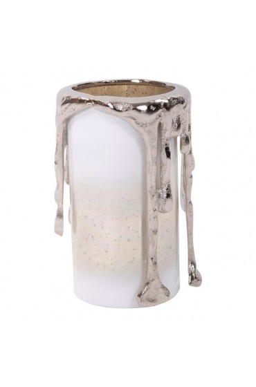 Home Decor | Small Artic Glacier Glass Pillar Candle Holder - GB01491