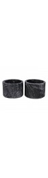 Home Decor | Syma Decorative Candle Holder in Black Marble - Set of 2 - YW32369