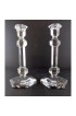 Home Decor | Val St Lambert Gardenia Single Light Candlesticks in Clear Crystal Glass - a Pair - SQ19201