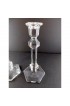 Home Decor | Val St Lambert Gardenia Single Light Candlesticks in Clear Crystal Glass - a Pair - SQ19201