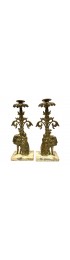 Home Decor | Vintage Brass and Marble Candle Holders - a Pair - AN42395
