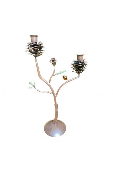 Home Decor | Vintage Bronze Pinecone Double Candleholder - RM03175