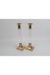 Home Decor | Vintage Lucite and Brass Candlestick Holders - a Pair - CQ93400