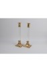 Home Decor | Vintage Lucite and Brass Candlestick Holders - a Pair - CQ93400