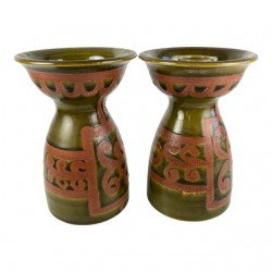 Home Decor | Vintage Mid-Century Raymor Pottery Ceramic Candlestick Holders Italy- a Pair - TV75119
