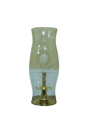 Home Decor | Virginia Metalcrafters Brass Candlestick W. Etched Glass Shade - VQ80929